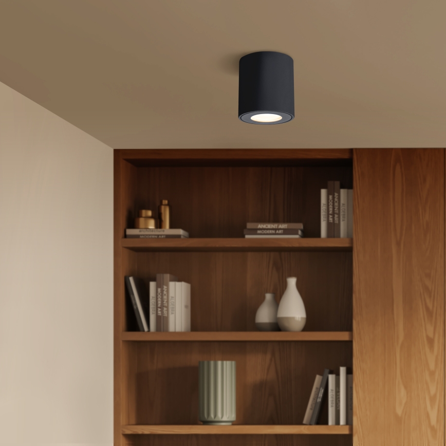 Brilagi - Luminaria LED RGBW regulable para baño MIA 1xGU10/4,8W/230V 3000K 84x80 mm negra IP54 + mando a distancia