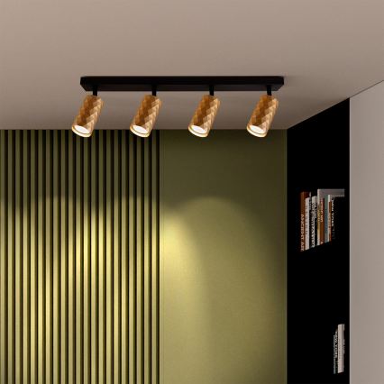 Brilagi - Luminaria de focos LED RGBW regulable SELE DIAMANT 4xGU10/4,8W/230V 3000K dorado + control remoto