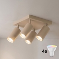 BRILAGI - Luminaria LED RGBW regulable SELE SQUARE 4xGU10/6,5W/230V 2700-6500K beige