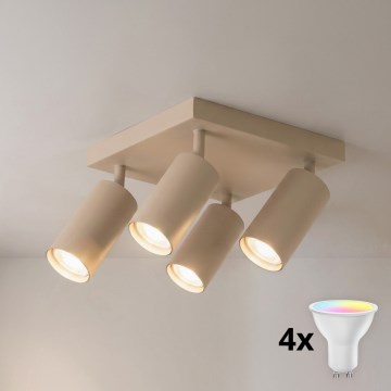BRILAGI - Luminaria LED RGBW regulable SELE SQUARE 4xGU10/6,5W/230V 2700-6500K beige
