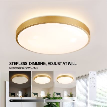 Brilagi - Luminaria de techo LED regulable GLASS POOL DOUBLE LED/60W/230V 3000-6000K 50 cm dorado + mando a distancia