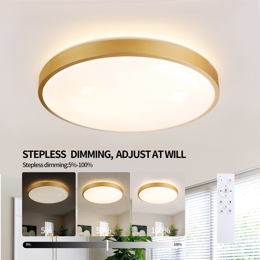 Brilagi - Luminaria de techo LED regulable GLASS POOL DOUBLE LED/60W/230V 3000-6000K 50 cm dorado + mando a distancia