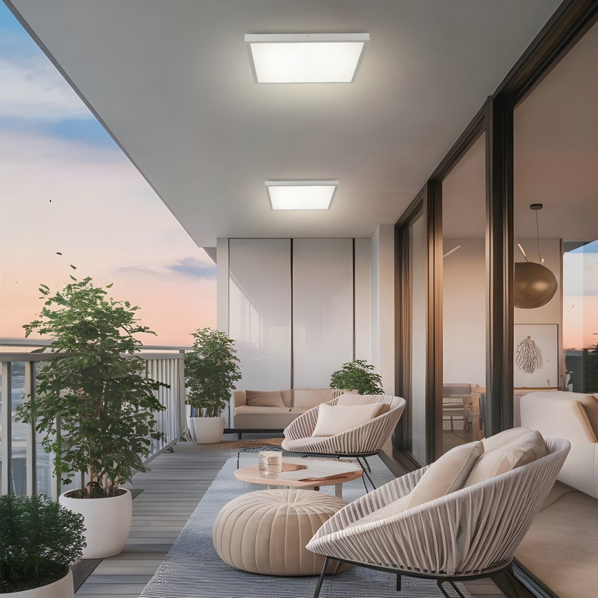 Brilagi - Plafón LED regulable para baño FRAME SMART LED/50W/230V 60x60 cm 3000-6000K IP44 plateado + mando a distancia