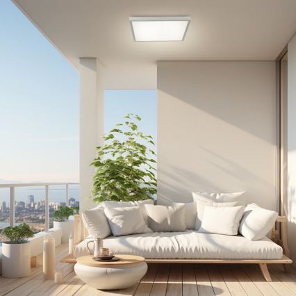 Brilagi - Plafón LED regulable para baño FRAME SMART LED/50W/230V 60x60 cm 3000-6000K IP44 plateado + mando a distancia