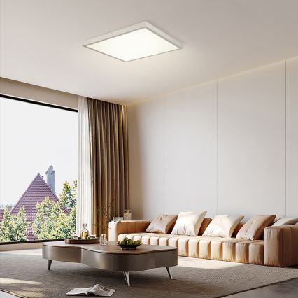 Brilagi - Plafón LED regulable para baño FRAME SMART LED/50W/230V 60x60 cm 3000-6000K IP44 plateado + mando a distancia