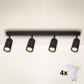 Brilagi - Luminaria spot LED RGBW regulable SELE 4xGU10/4,8W/230V 3000K negra + mando a distancia
