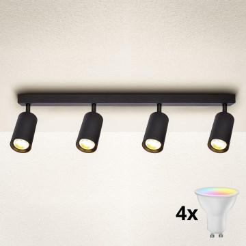 Brilagi - Luminaria spot LED RGBW regulable SELE 4xGU10/4,8W/230V 3000K negra + mando a distancia