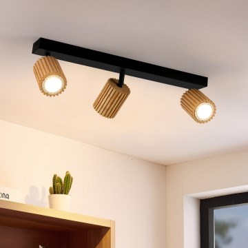 Brilagi - Luminaria tipo spot MODERN WOOD 3xGU10/8W/230V madera/negro