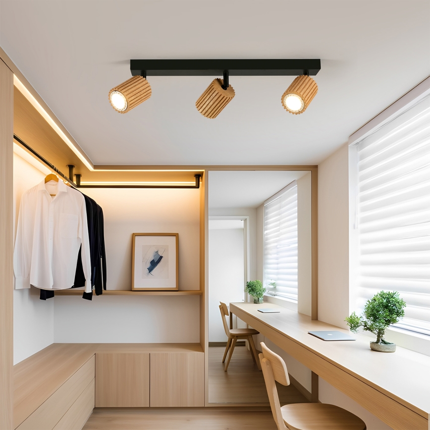 Brilagi - Luminaria tipo spot MODERN WOOD 3xGU10/8W/230V madera/negro