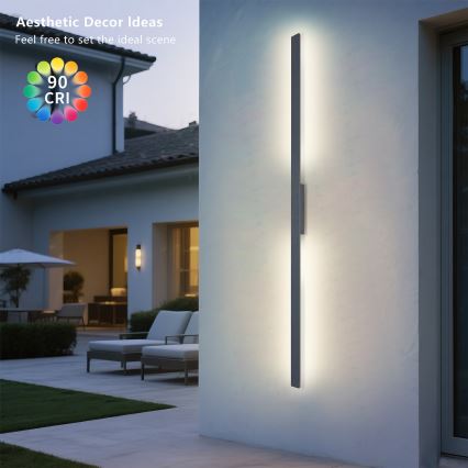 Brilagi - Aplique LED de pared exterior LUNA LED/30W/230V 3000K IP65 150 cm antracita CRI 90