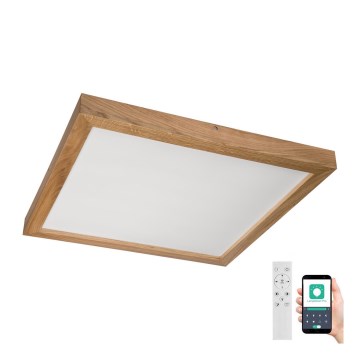 Brilagi - Luz de techo LED regulable para baño WOODY FRAME LED/50W/230V roble 60x60 cm 3000-6000K IP44 + control remoto