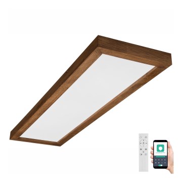 Brilagi - Luz de techo LED regulable para baño WOODY FRAME LED/50W/230V roble cereza 120x30 cm 3000-6000K IP44 + control remoto