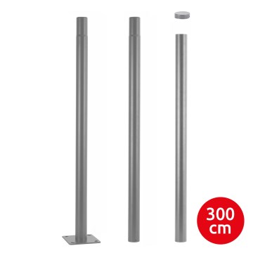 Brilagi - Mástil metálico para poste de iluminación exterior URBAN, 3 m, Ø 58 mm, gris
