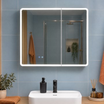 BRILAGI - Mueble de baño con espejo y luz LED NOTO DOUBLE 78x70 cm