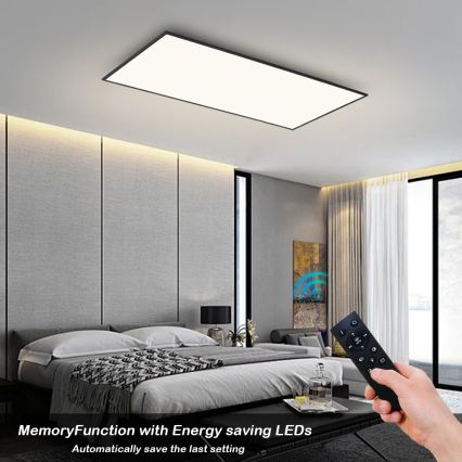 BRILAGI - Luminaria de techo LED regulable SLIMFRAME LED/80W/230V 120x60 cm 3000-6000K negra + mando a distancia