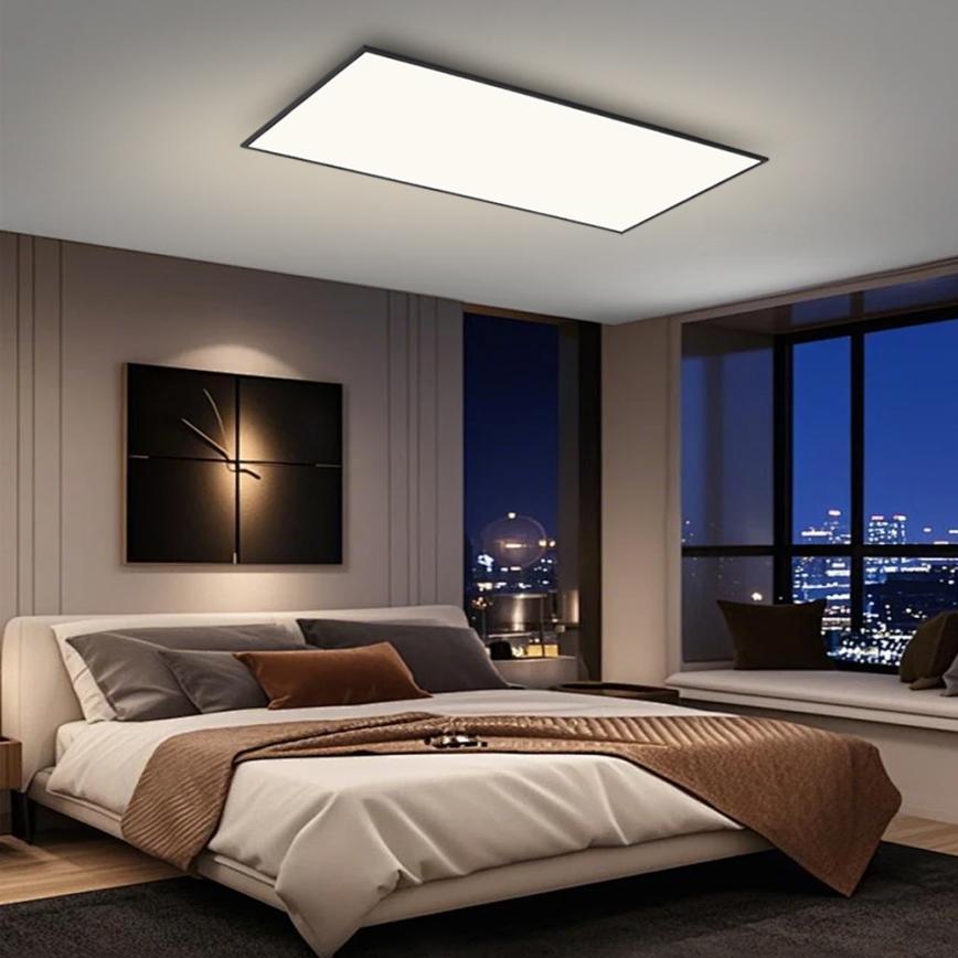BRILAGI - Luminaria de techo LED regulable SLIMFRAME LED/80W/230V 120x60 cm 3000-6000K negra + mando a distancia