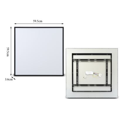 BRILAGI - Luminaria de techo LED regulable SLIMFRAME LED/58W/230V 60x60 cm 3000-6000K negra + mando a distancia