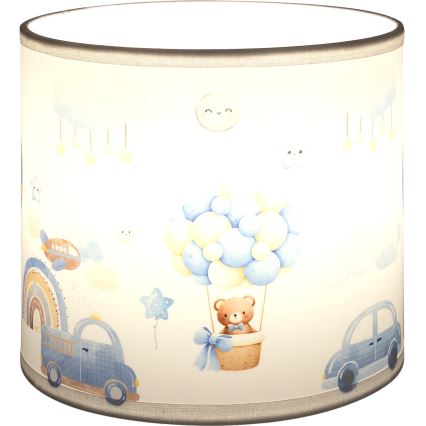 BRILAGI - Pantalla universal BOBO E27, diámetro 15 cm, blanco/azul/estampado de ositos