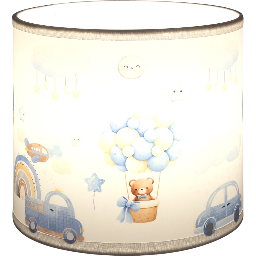 BRILAGI - Pantalla universal BOBO E27, diámetro 15 cm, blanco/azul/estampado de ositos