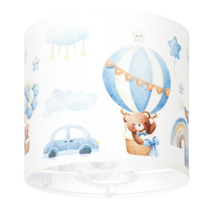 BRILAGI - Pantalla universal BOBO E27, diámetro 15 cm, blanco/azul/estampado de ositos