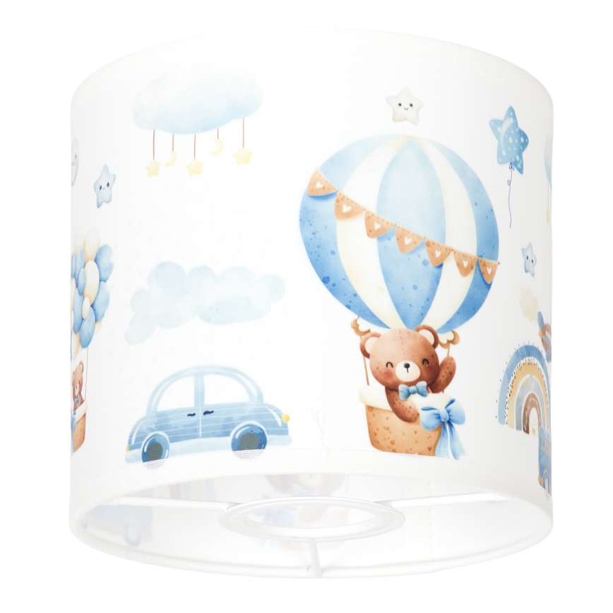 BRILAGI - Pantalla universal BOBO E27, diámetro 15 cm, blanco/azul/estampado de ositos