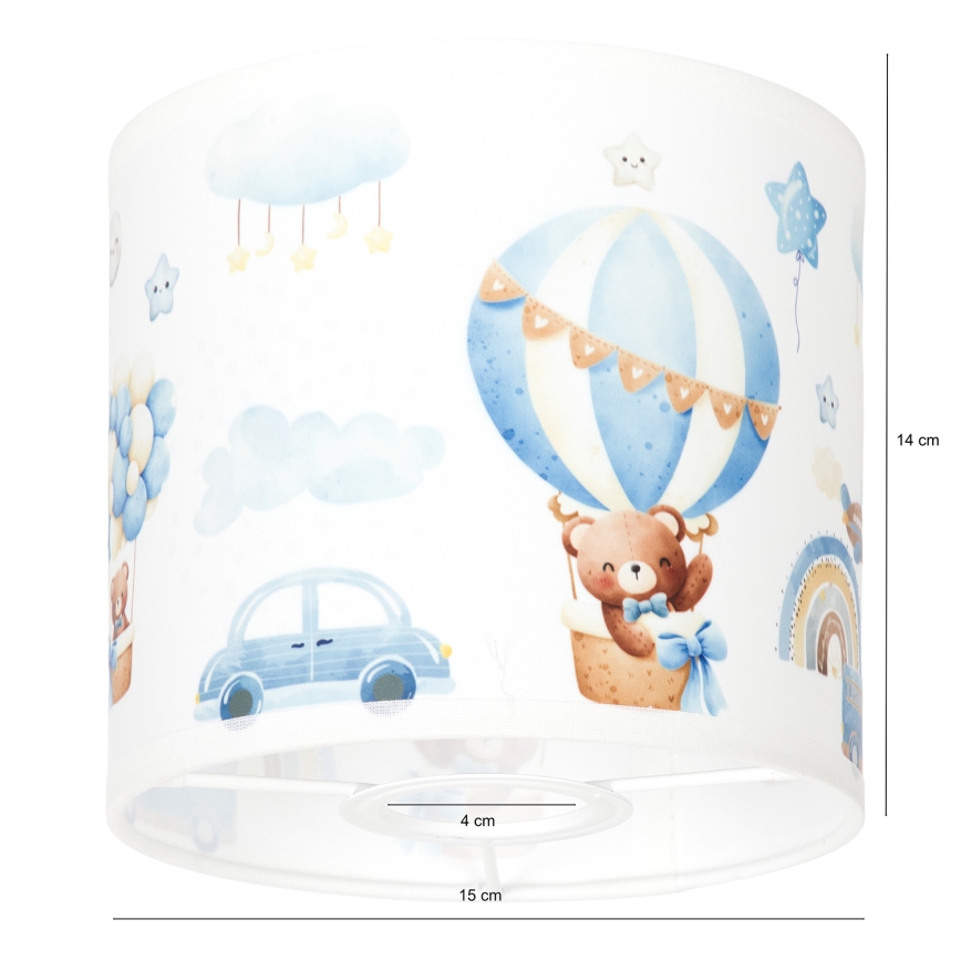 BRILAGI - Pantalla universal BOBO E27, diámetro 15 cm, blanco/azul/estampado de ositos