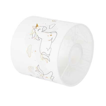 BRILAGI - Pantalla universal BOBO E27 Ø 15 cm blanca/unicornios