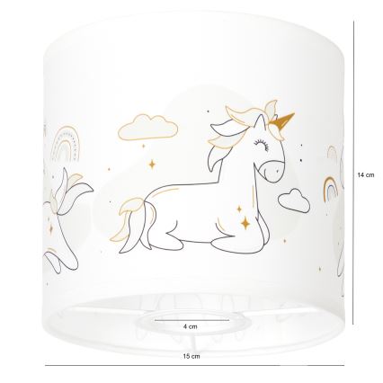 BRILAGI - Pantalla universal BOBO E27 Ø 15 cm blanca/unicornios