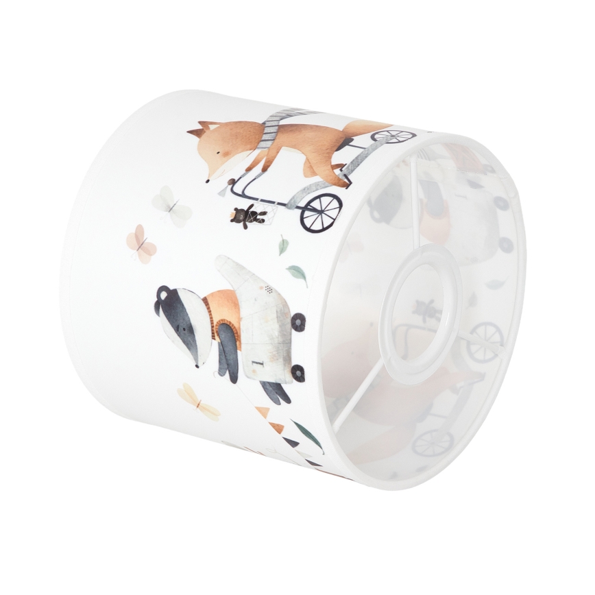 BRILAGI - Pantalla universal BOBO E27 Ø 15 cm blanco/con estampado de animales