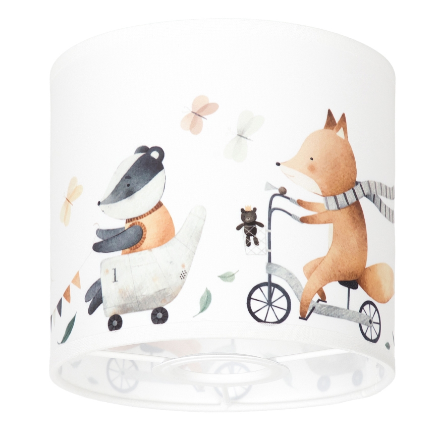 BRILAGI - Pantalla universal BOBO E27 Ø 15 cm blanco/con estampado de animales