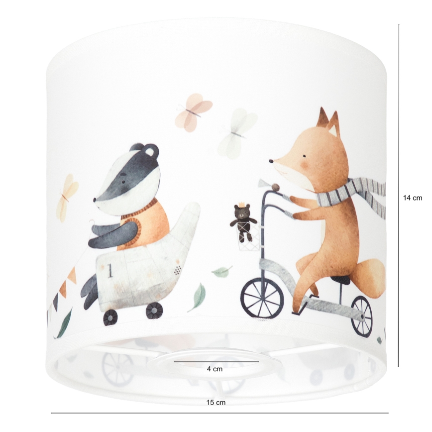 BRILAGI - Pantalla universal BOBO E27 Ø 15 cm blanco/con estampado de animales