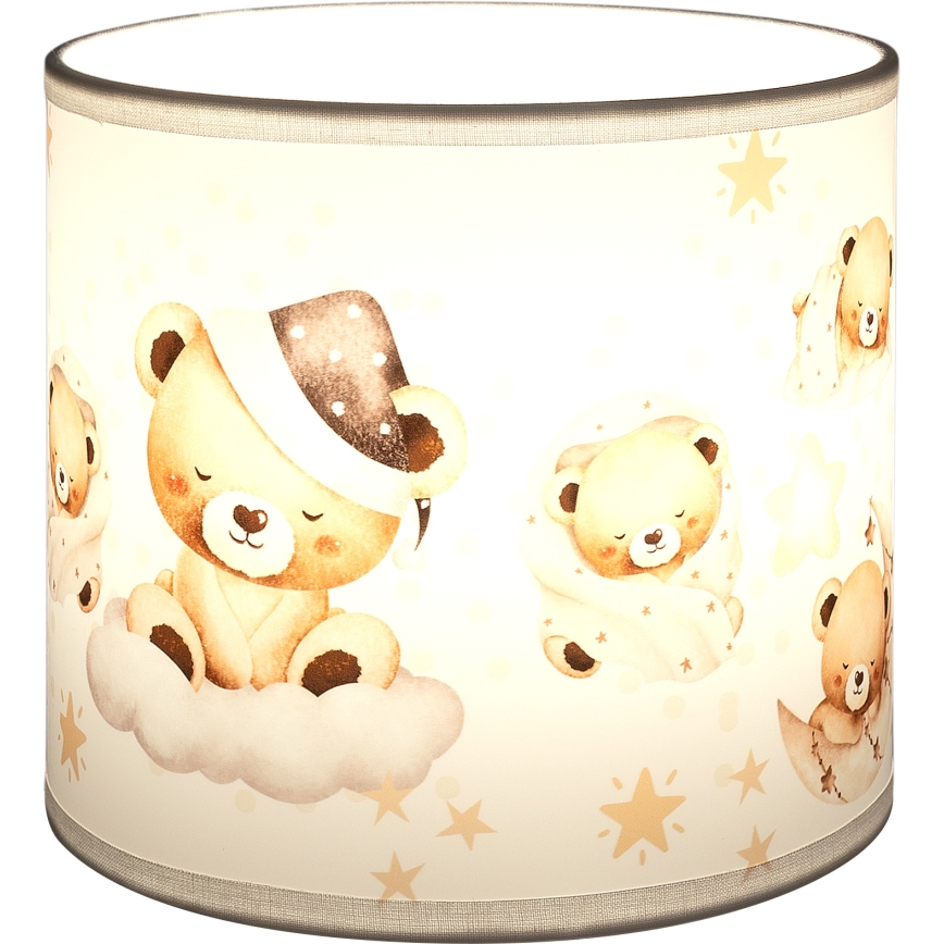 BRILAGI - Pantalla universal BOBO para E27, diámetro 15 cm, blanca con diseño de ositos
