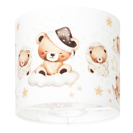 BRILAGI - Pantalla universal BOBO para E27, diámetro 15 cm, blanca con diseño de ositos