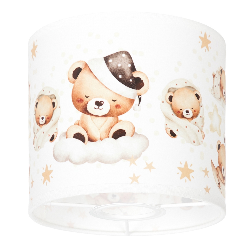 BRILAGI - Pantalla universal BOBO para E27, diámetro 15 cm, blanca con diseño de ositos