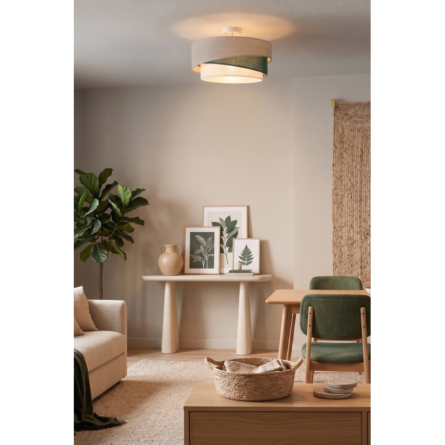 Brilagi - Plafón ARROW 1xE27/60W/230V Ø 45 cm beige/verde/blanco