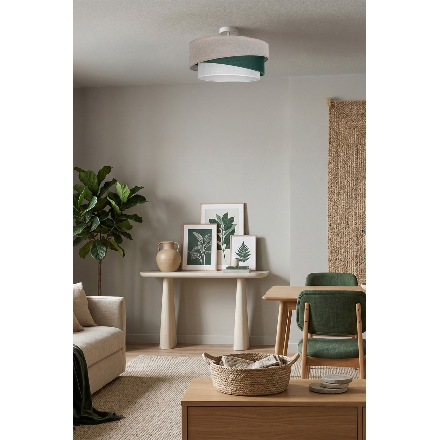 Brilagi - Plafón ARROW 1xE27/60W/230V Ø 45 cm beige/verde/blanco