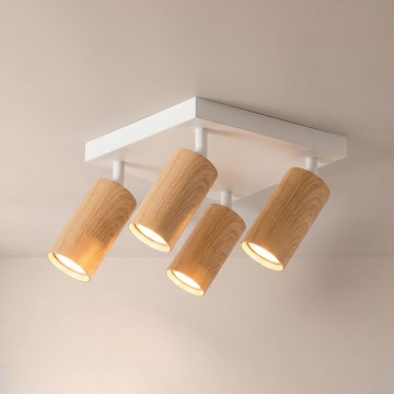 Brilagi - Plafón de focos SELE SQUARE 4xGU10/30W/230V blanco/decor roble