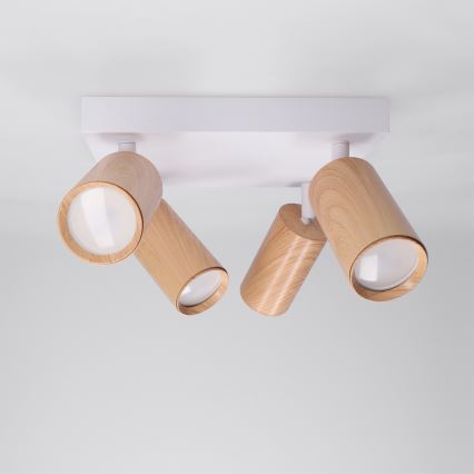 BRILAGI - Plafón de focos SELE SQUARE 4xGU10/30W/230V blanco/decor roble