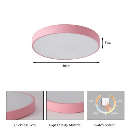 Brilagi - Lámpara de techo LED POOL LED/48W/230V 3000/4000/6000K, diámetro 40 cm, rosa