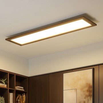 Brilagi - Plafón de techo LED regulable SLIMFRAME WOOD LED/58W/230V 124x34 cm 3000-6000K marrón oscuro + mando a distancia