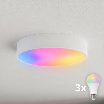 Brilagi - Plafón de techo LED RGBW regulable CLARE 3xE27/9W/230V 2700-6500K Ø 40 cm Wi-Fi blanco