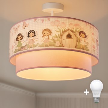 Brilagi - Plafón infantil LED BOBO 1xE27/60W/230V Ø 40 cm rosa/hadas