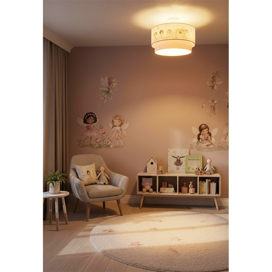 Brilagi - Plafón infantil LED BOBO 1xE27/60W/230V Ø 40 cm rosa/hadas