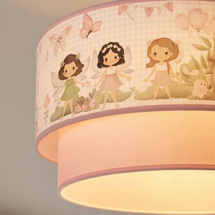 Brilagi - Plafón infantil LED BOBO 1xE27/60W/230V Ø 40 cm rosa/hadas