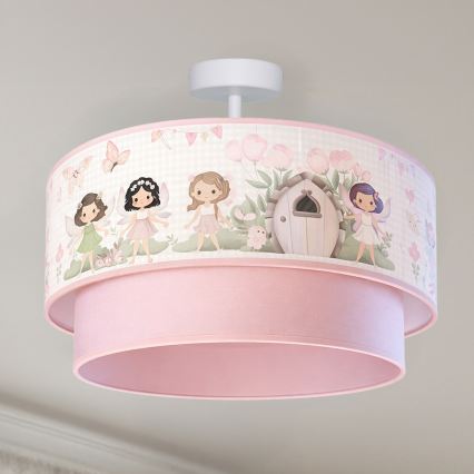 Brilagi - Plafón infantil LED BOBO 1xE27/60W/230V Ø 40 cm rosa/hadas
