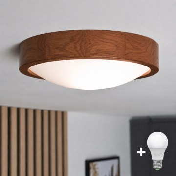 Brilagi - Plafón LED CARVALHO SLIM 1xE27/15W/230V acabado roble-cerezo Ø 27 cm