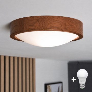 Brilagi - Plafón LED CARVALHO SLIM 1xE27/60W/230V roble cereza diá. 27 cm