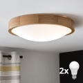 BRILAGI - Plafón LED CARVALHO SLIM 2xE27/15W/230V roble, Ø 37 cm