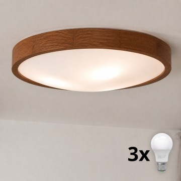 Brilagi - Plafón LED CARVALHO SLIM 3xE27/60W/230V roble cereza diá. 47 cm