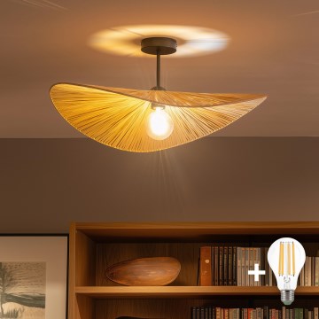 Brilagi - Plafón LED de superficie CERIA BOHO 1xE27/60W/230V Ø 60 cm negro/beige